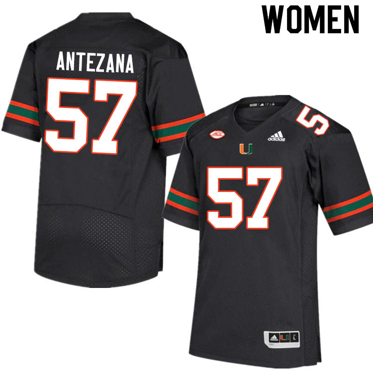 Women #57 Matt Antezana Miami Hurricanes College Football Jerseys Sale-Black - Click Image to Close